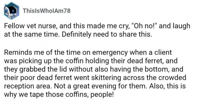 Like a dead ferret falling out of it's coffin and across a full waiting room