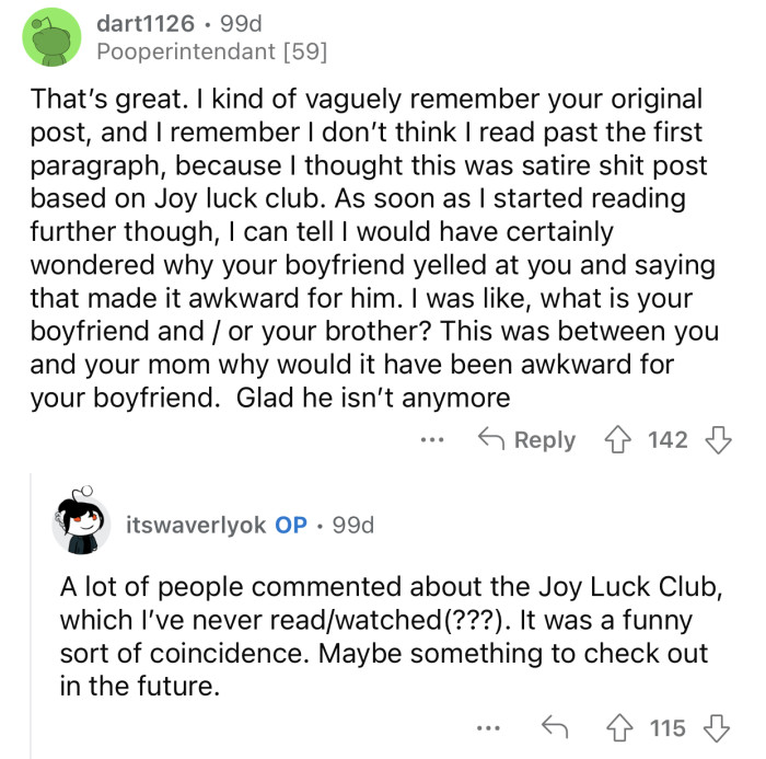 The boyfriend could have avoided making it about himself.