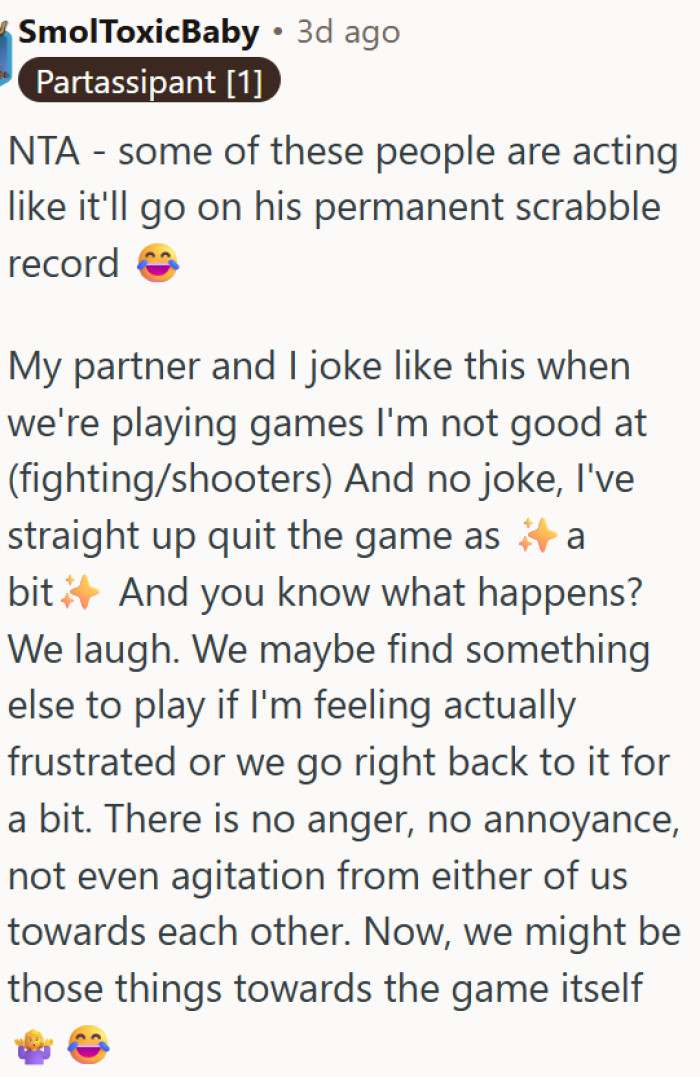 Quitting a game as a joke is not the relationship crime people are making it out to be