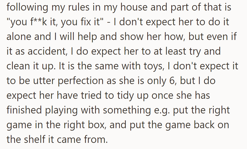 OP expects responsibility from their niece.