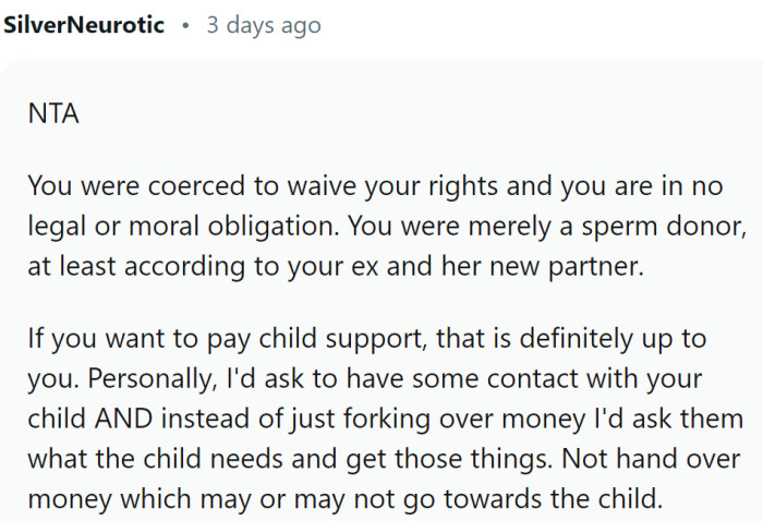 This Redditor would buy the things the kid needs, not give money directly