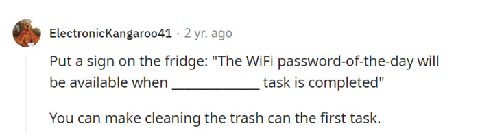 The 'WiFi-earned tasks' game—where cleanliness becomes the key to connection! It's like a modern-day scavenger hunt for internet access.
