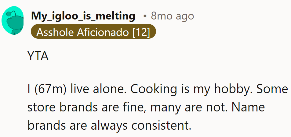 YTA: Consistency wins over surprises. Pantry wars!