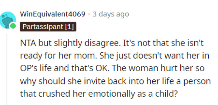 I wouldn't trust her either because she doesn't know her, and her mom doesn't know OP.