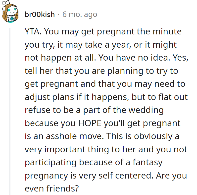 Friends don't bail over imaginary bumps with storks.