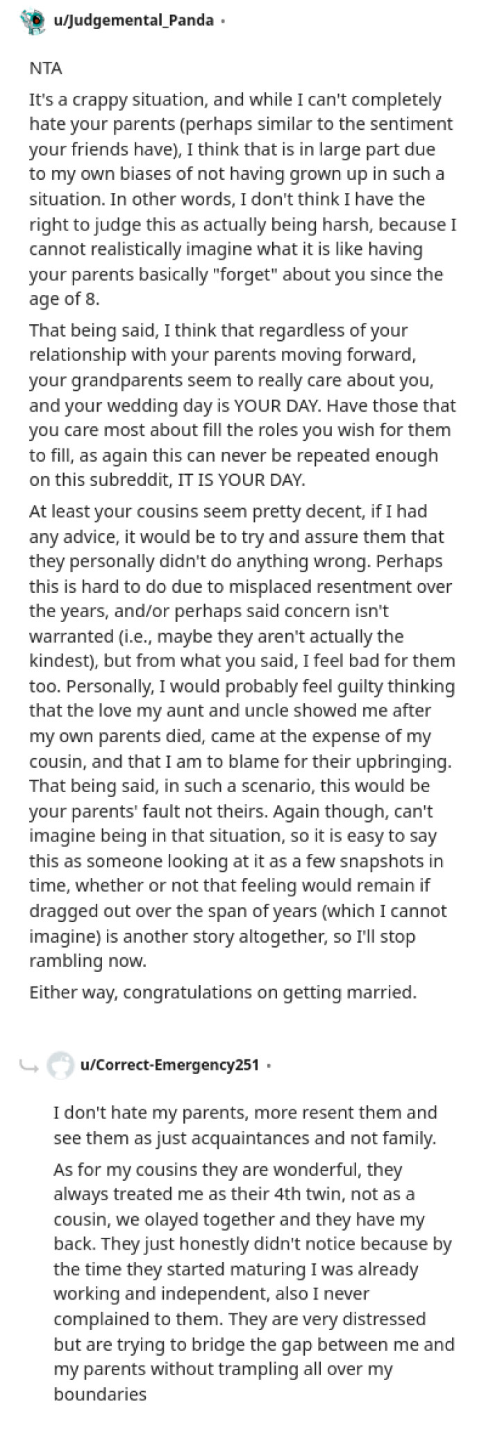 This Redditor Does Not Think They Have the Right to Judge This Case as Actually Being Harsh