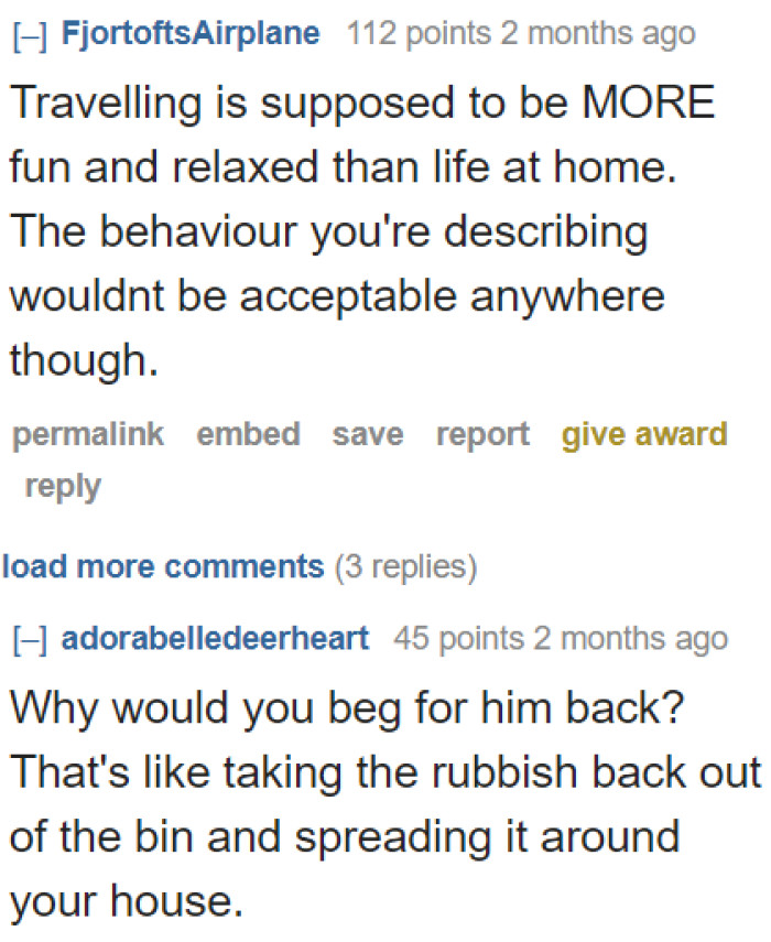 Traveling with a significant other is supposed to be enjoyable.