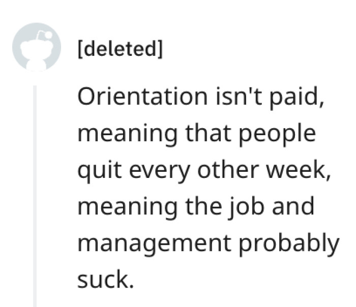 17. Unpaid orientation