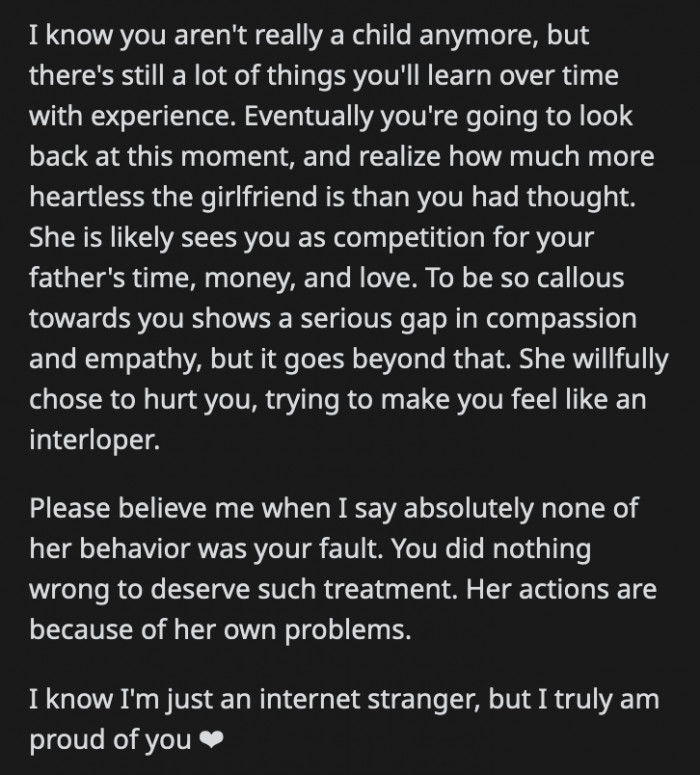 She tried her hardest to make OP feel unwanted and undeserving of a freaking $3 treat. Who does that? OP should be proud of how maturely she handled everything.