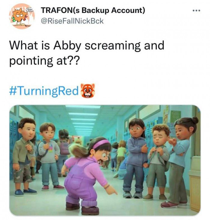 12. What exactly is Abby screaming and pointing at? She's one heck of a character!