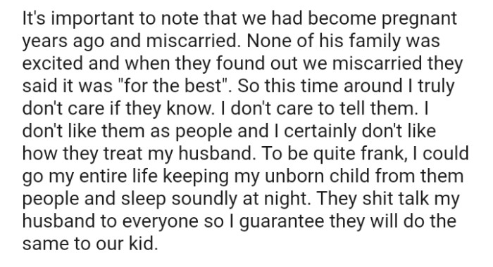 The OP doesn't like them as people and doesn't like how they treat her husband