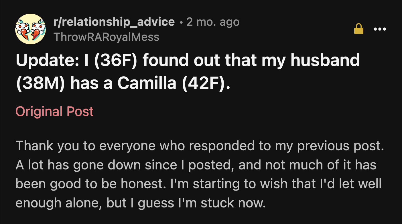 OP shared an update 21 days later. It made her original post look tame in comparison.