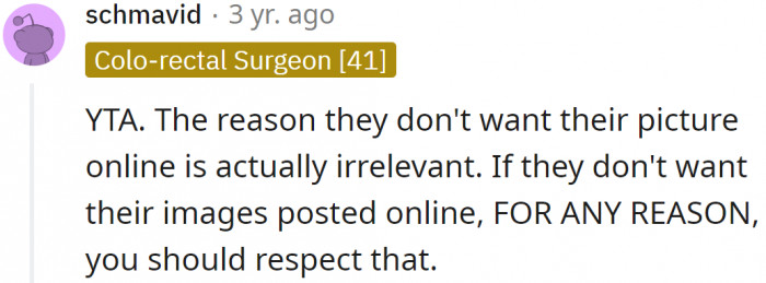 It's about respecting other people's wishes