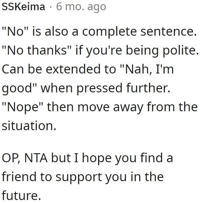 The various ways the OP could have refused the guy: