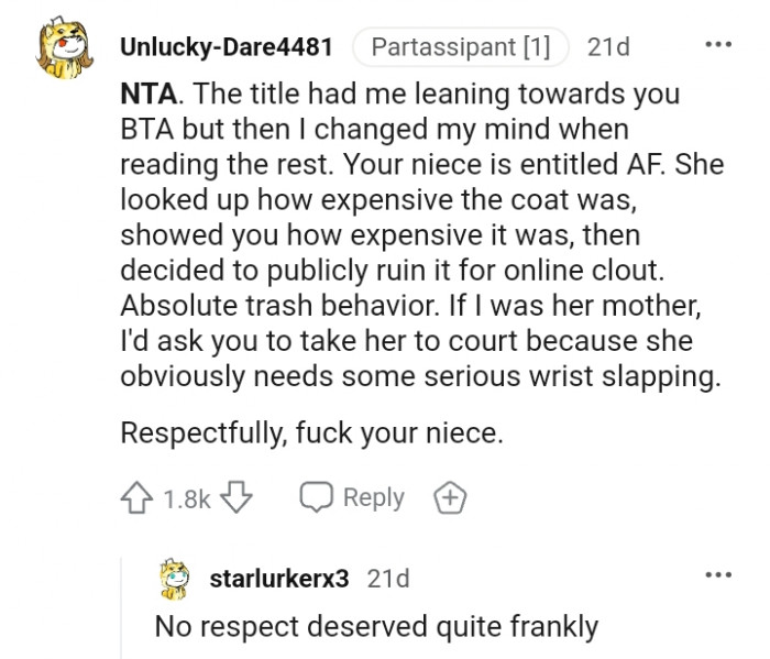 This Redditor would ask the OP to take her to court