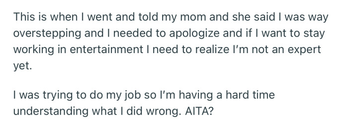 OP’s mom wants them to apologize