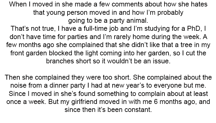 A few months ago she complained