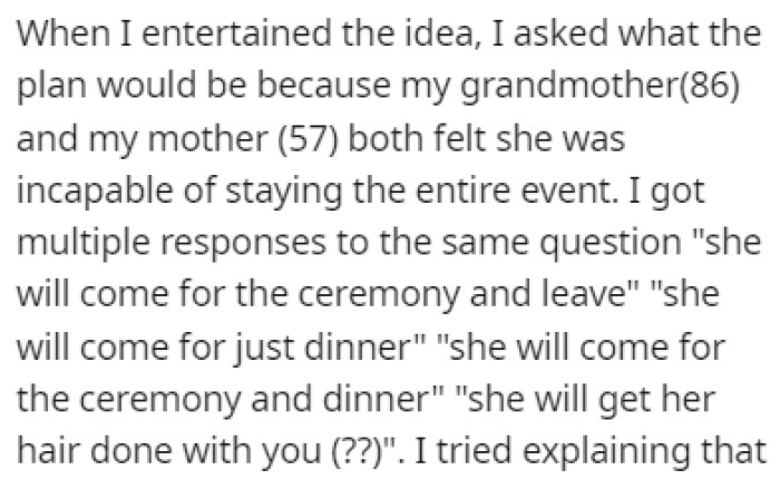 OP didn't think that the aunt would even enjoy the wedding