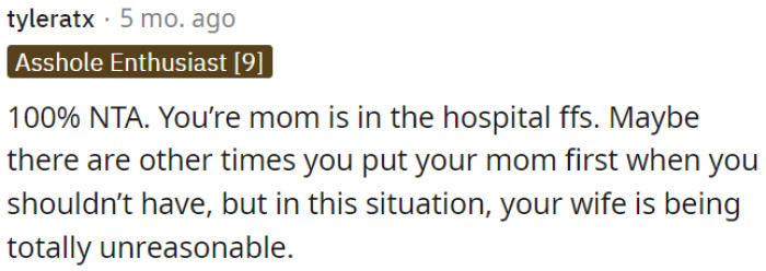 OP's wife is being unreasonable