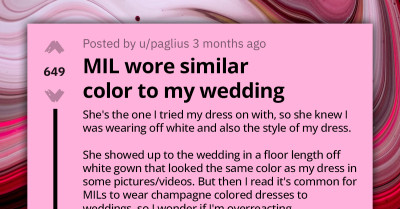 Bride Lists Things Her MIL Did On The Wedding Day And Asks If She Tried To Overshadow Her