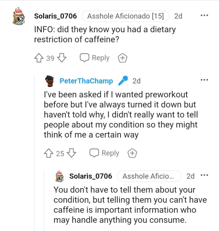 The OP doesn't really want to tell people about his heart condition