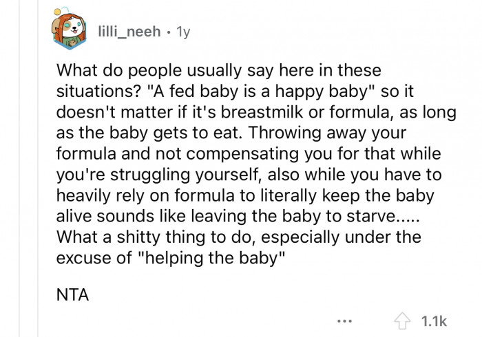 The SIL left the baby to starve.
