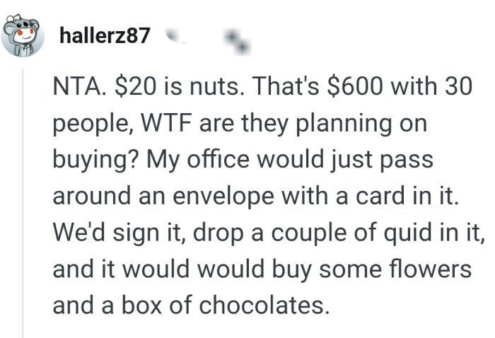 This Redditor's office would just pass an envelope with a card in it