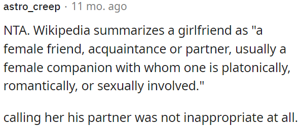 Calling her his partner was completely appropriate.