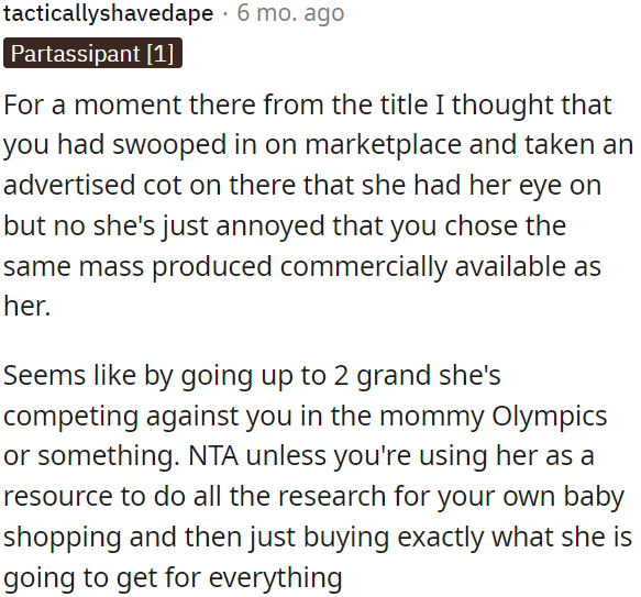 OP is not wrong unless she copies everything her sister buys.