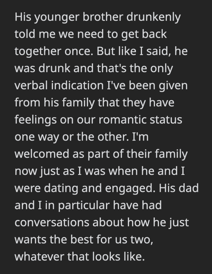 Even his ex-boyfriend's family still believe their relationship to be salvageable