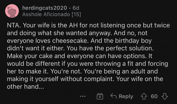 OP is being the adult in this situation, but his wife is refusing to be one.