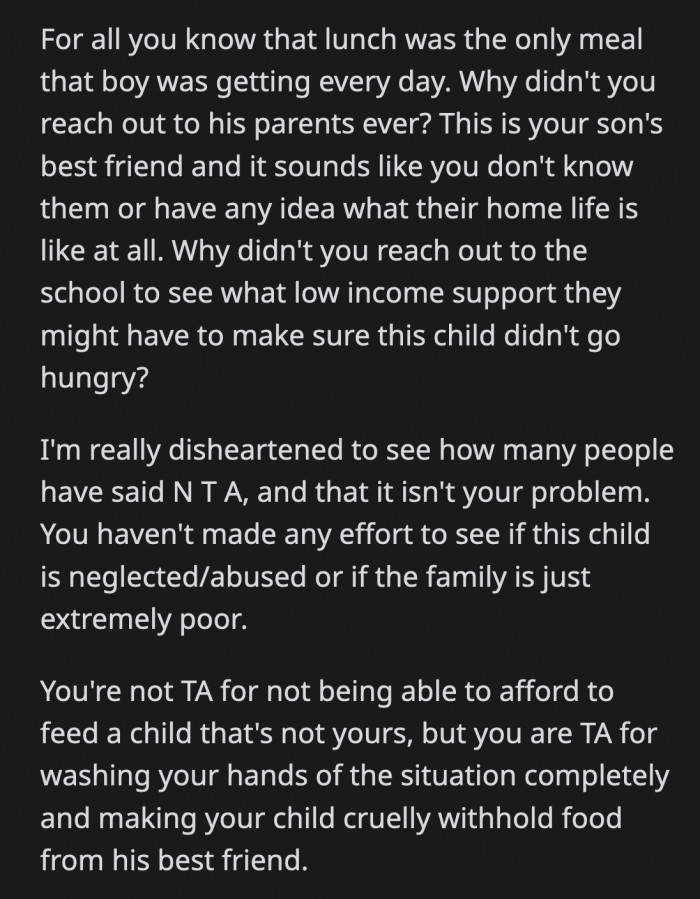 OP's financial situation does not make her the a**hole, but making her child complicit in his best friend's suffering sure does