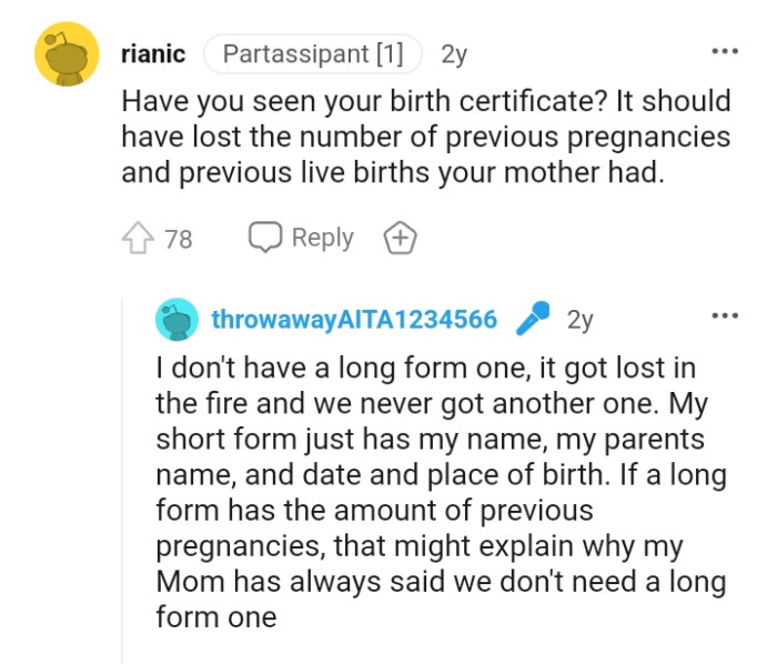 The OP's birth certificate got lost in the fire