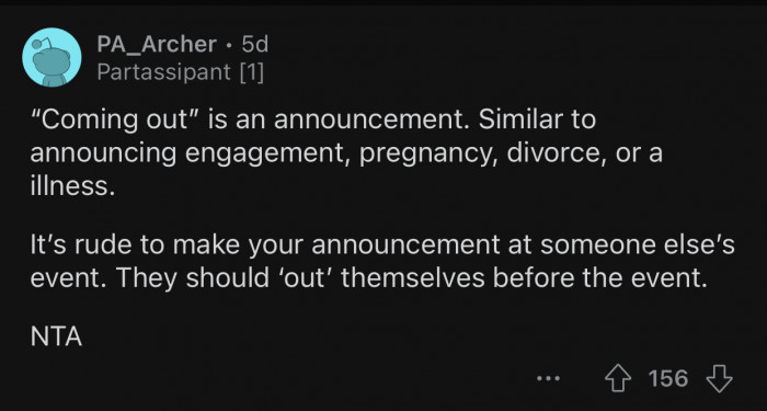 What the cousin is trying to do is simply rude.