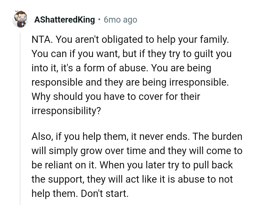 It never ends once you start helping