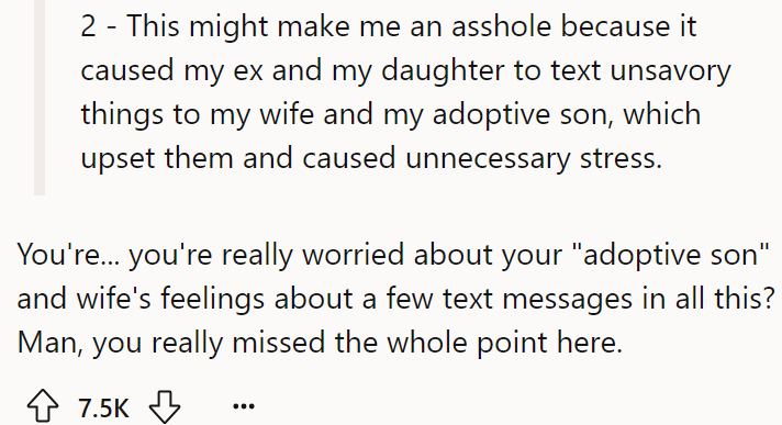 He cares more for his adoptive son than his biological daughter