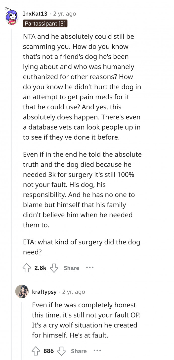 #3 He was given a chance already to change, but he chose not to.