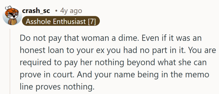 A crisp reminder that a memo line is not a contract and court is a long road for a shaky claim.