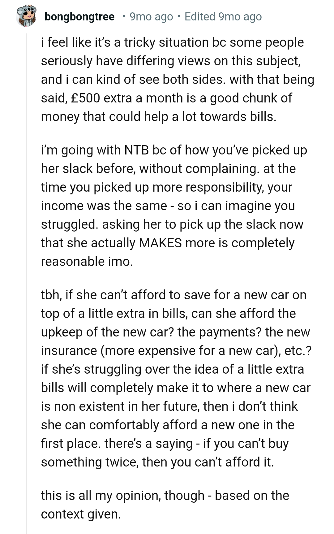This Redditor doesn't think the OP is at fault