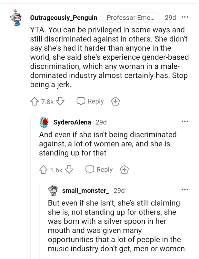 She didn't say she's had it harder than anyone