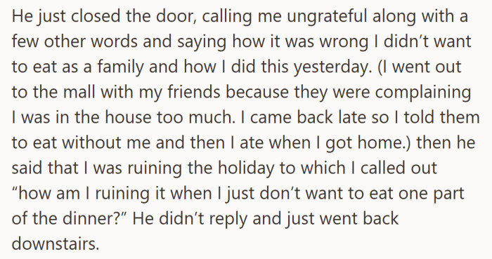 With tensions running high, he leaves her room without an answer, ending the exchange but not the confusion it caused.