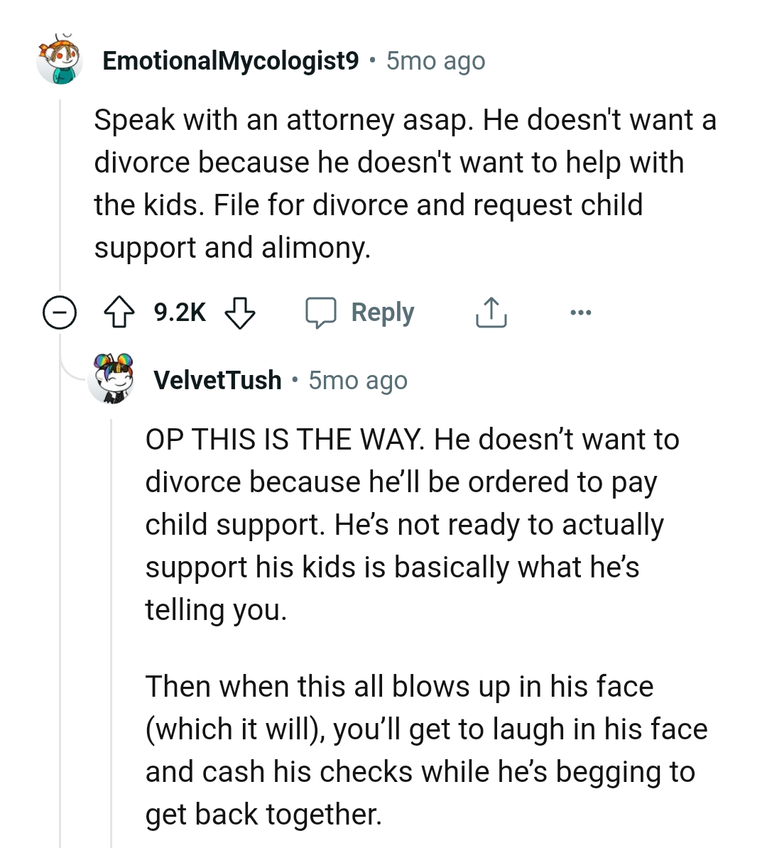The OP Should Request Child Support and Alimony