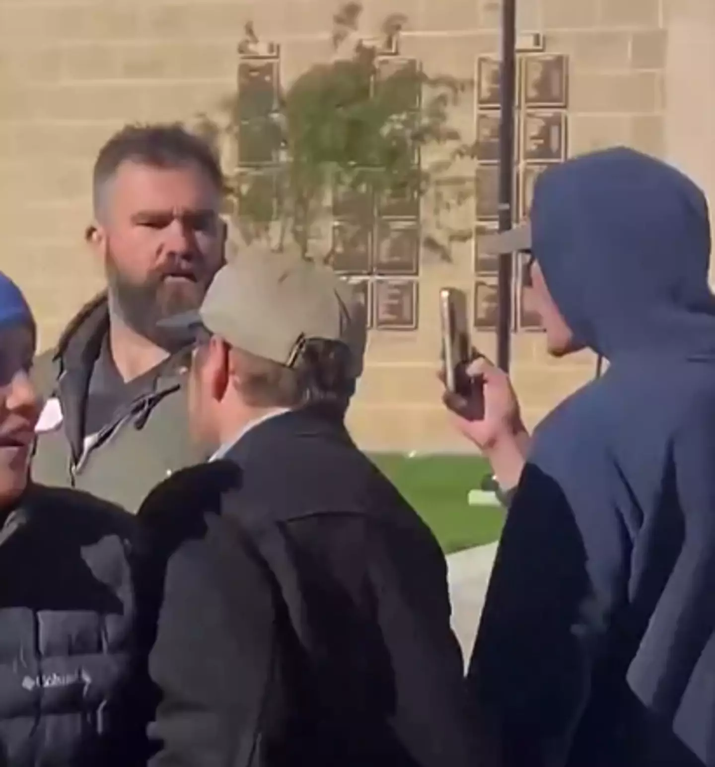 In the viral clip shared on social media, Jason Kelce can be seen walking through a crowd of fans when one fan taunted him, saying, 