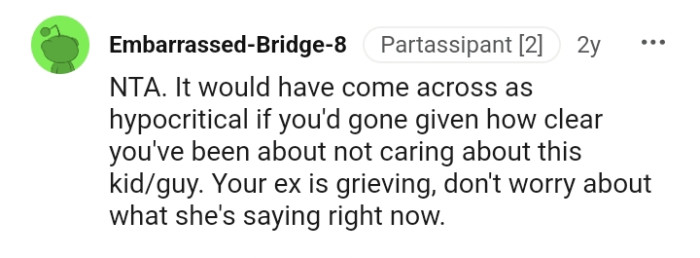 The OP shouldn't worry about what she's saying