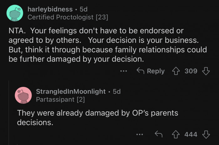 The family relationship could be further damaged by Op's decision.