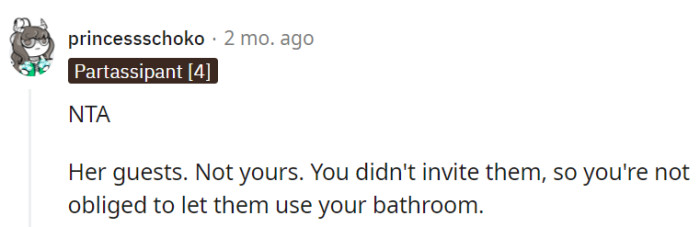 The guests are hers, not his.