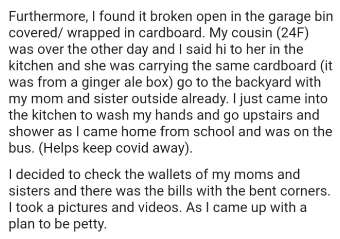 The OP Came into the Kitchen to Wash Her Hands and Go Upstairs to Shower After Returning Home from School