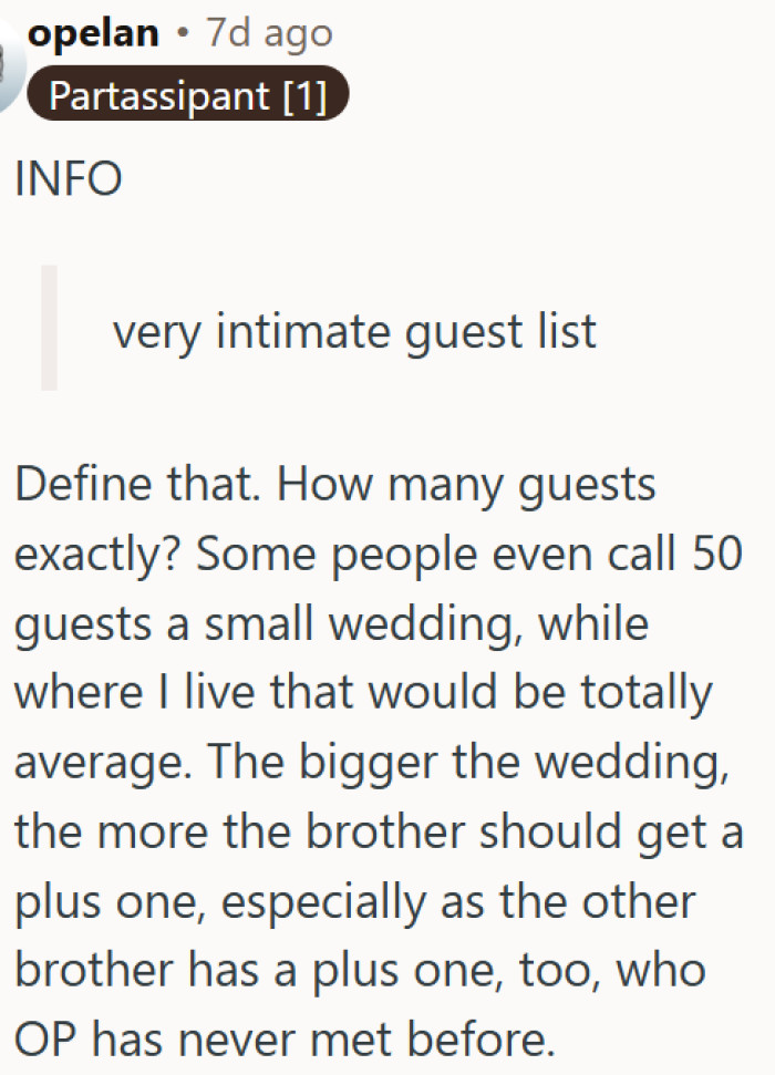 "Small wedding" means nothing without knowing the actual number of guests