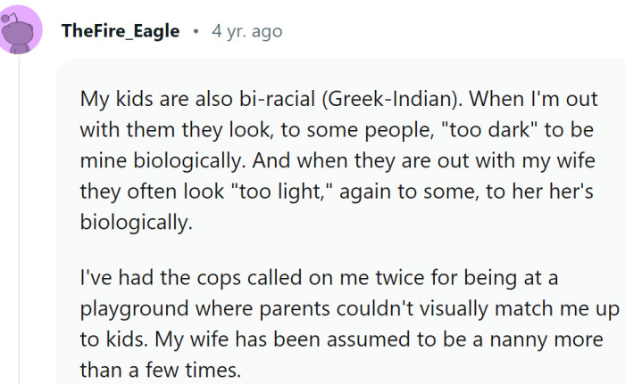 This Redditor has had cops called on him twice for being at a playground because other parents couldn't visually match him up to kids.