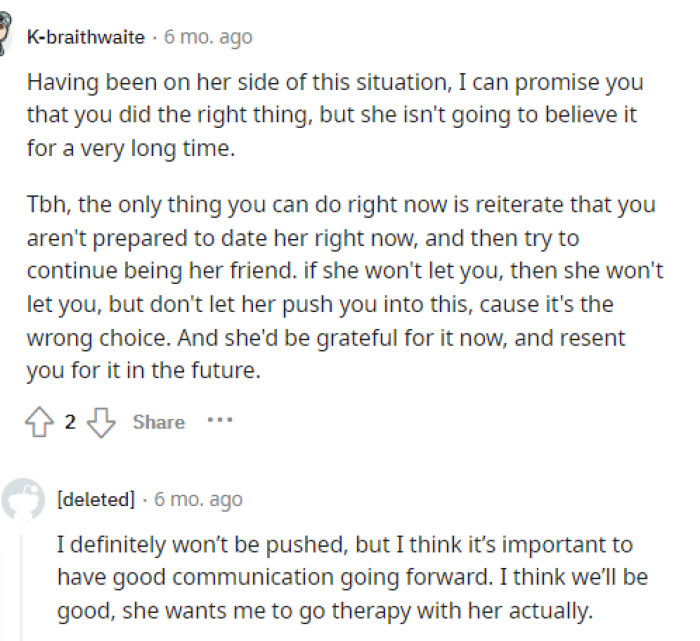Some people who have been in the same predicament as the woman in this story let OP know that he did do the right thing here.